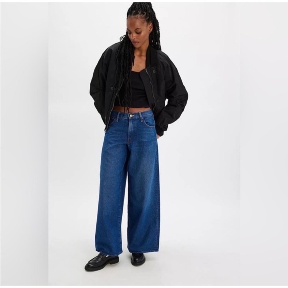 NWT Mother The Rigatoni Sneak Women 28 Blue Yes Chef High Rise Wide Leg Jeans
